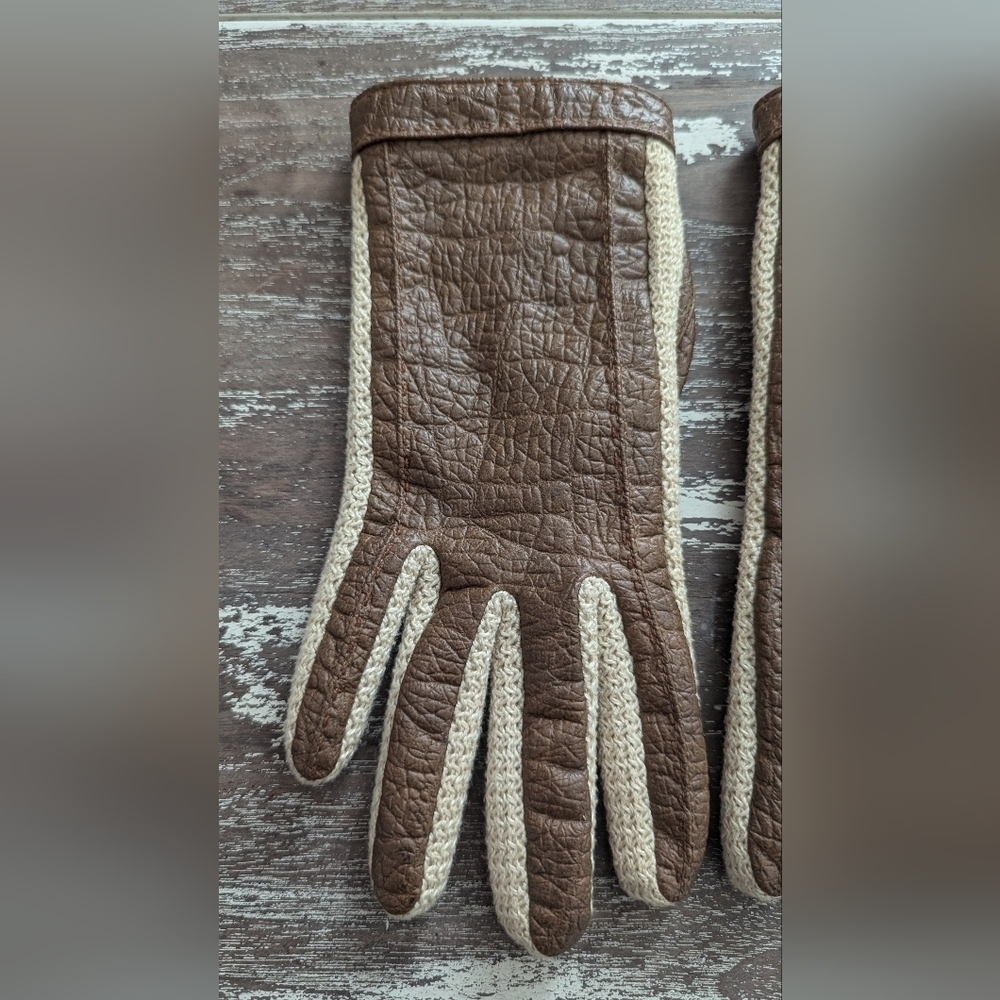 " Vinyl " Leather and wool interior gloves womens gloves - Picture 13 of 13